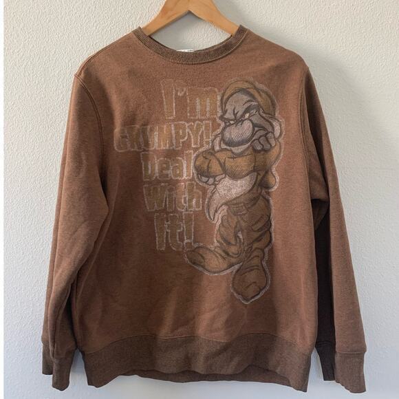 VTG The Disney Store Grumpy Sweatshirt‎ Brown Men Sweatshirt Sz Medium - Picture 1 of 4